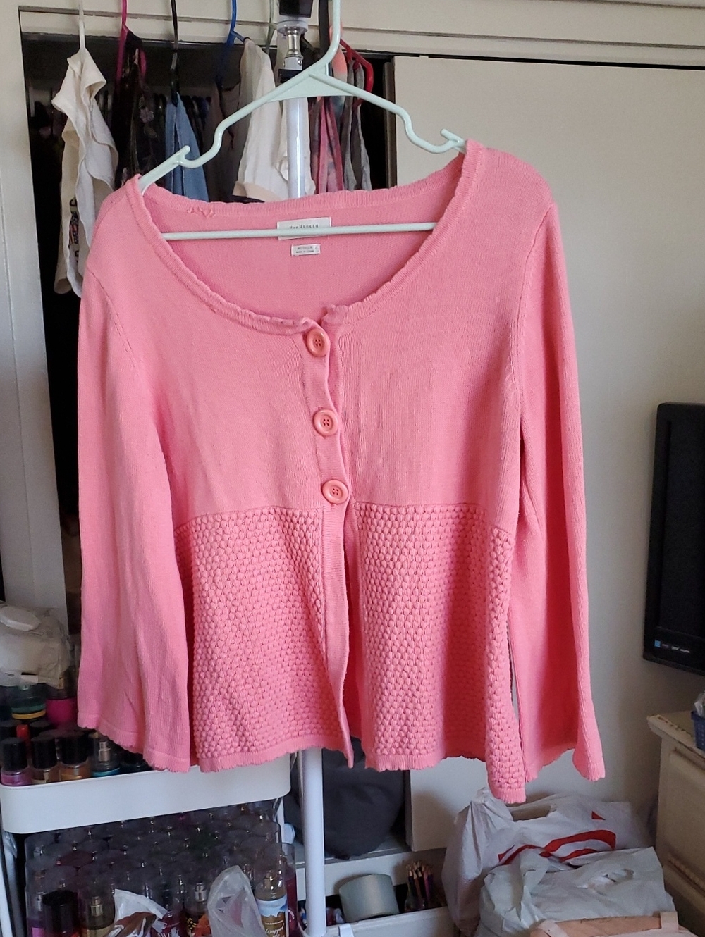 Van Heusen Pink Knit Cotton Cardigan Size M